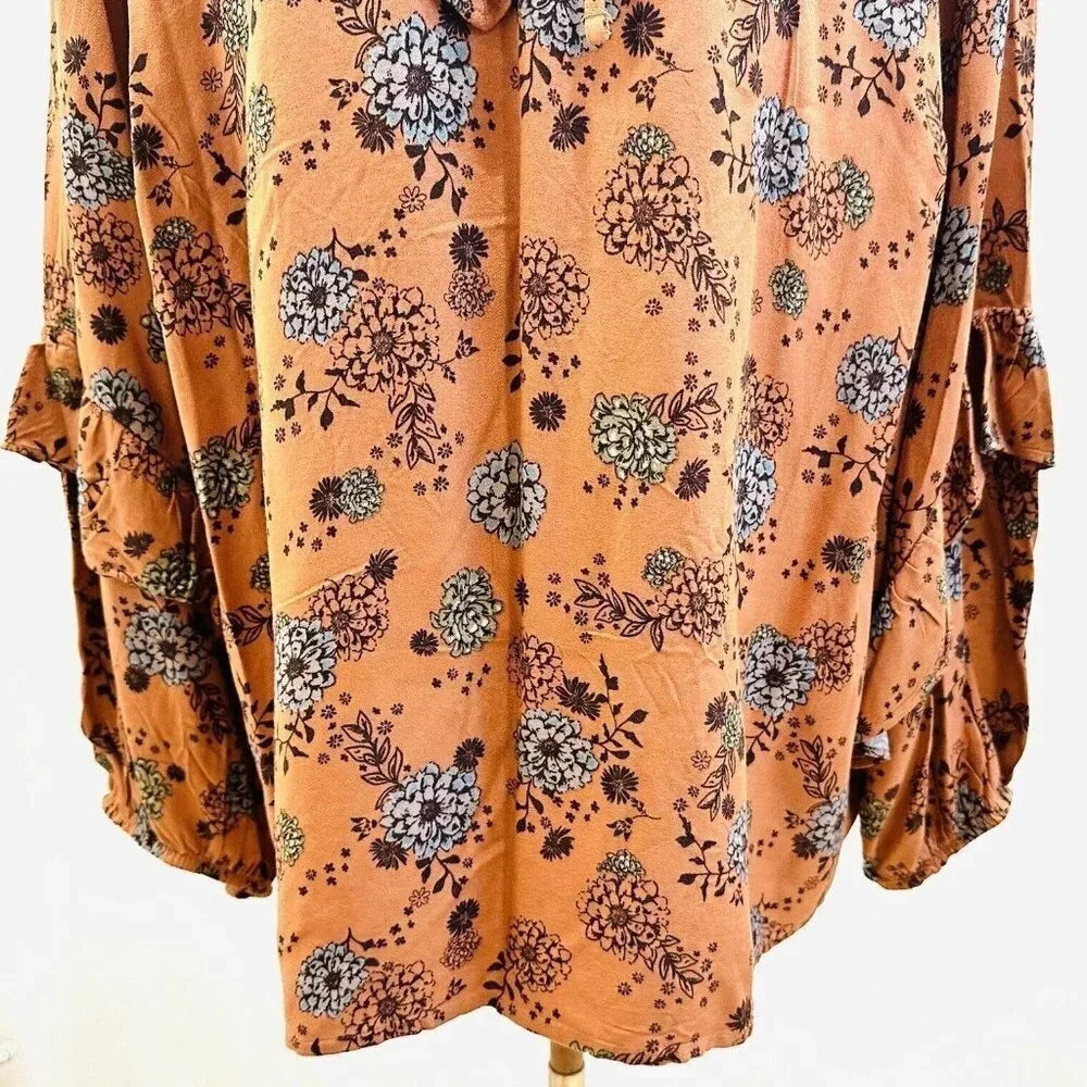 NWT SONOMA Women Long Sleeve Pull Over Keyhole Round Neck Floral  Shirt Size 3X - Picture 3 of 13